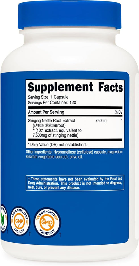 Nutricost Stinging Nettle Root Extract 7500mg, 120 Capsules - Vegetarian Friendly, Non-GMO, Gluten Free (750mg of 10:1 Extract)...