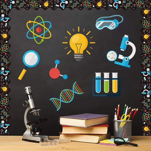 98Pcs Science Classroom Bulletin Board Decorations with Borders,Science Classroom Decor Paper Cutouts Teacher Must Haves Science Theme Back to Sch...