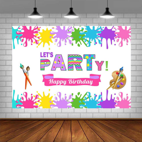 Art Party Theme Birthday Backdrop Let's Paint Background Dress for a Mess Art Graffiti Wall Brush Event Party Decorations Girl Baby Shower Newborn...