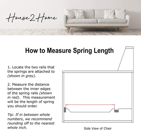House2Home 18" Sofa Upholstery Spring Replacement, 2pk Repair Kit for Furniture Chair Couch and Recliner, Includes Screws, Clips, and Instructions...
