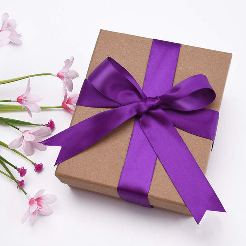 Livder Double Face Purple Satin Ribbon, 1 inch Wide 50 Yard Length (Purple)...