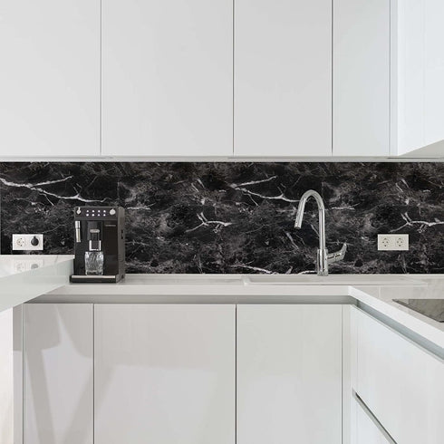 Abyssaly Black Marble Paper Granite Wallpaper 15.7" X 118" Countertop Peel and Stick Self Adhesive Thickening for Kitchen Bathroom and Furniture...