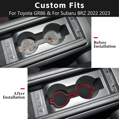 Anti Dust Mats for Toyota 86 Subaru BRZ Scion FR-S 2022 2023,Custom fit Cup Holder Liners Mats Door Pocket Center Console Liners (Red/6Pcs)...
