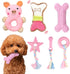6 Pack Puppy Toys for Teething Small Dogs, Cute Pink Dog Chew Toys for Puppies, Soft Squeaky Dog Toys for Small Breed Cleaning Doggy Teeth, Outdoo...