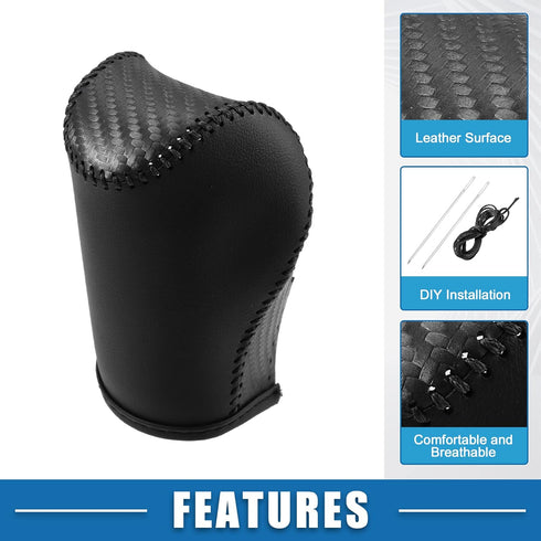 Gear Shifting Knob Cover Automatic Transmission Lever Trim for Jeep Cherokee 2014-2021 PU Leather Carbon Fiber Pattern Black...