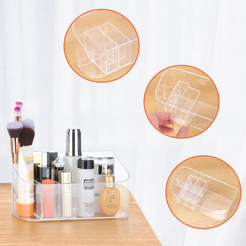 Clear Makeup Tray Holder Organizer Cosmetic Display Case, Small Makeup Organizer for Vanity Bathroom Counter Countertop Tabletop Desktop Vanity Dr...