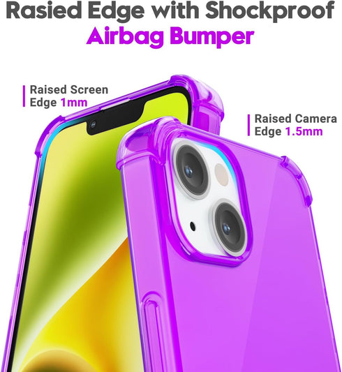 for iPhone 14 Case Clear, Neon Bright Vibrant Color, Transparent Jelly Protective Silicone Phone Case Design for Women Girly Cute, Thin Slim Soft ...