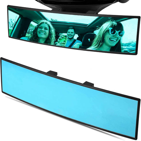 WSSROGY Car Rearview Mirror HD Glass 12 Inch Anti Glare Clip On Panoramic Wide Angle Car Interior Rear View Mirror Universal for Cars SUVs Trucks ...