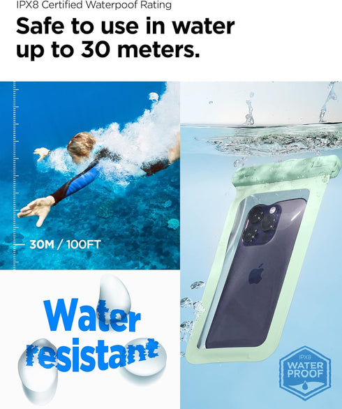 Spigen AquaShield Universal Waterproof Phone Pouch, Waterproof Phone Case, PVC Protective Dry Bag Cases with IPX8 A601 Compatible with iPhone, Gal...