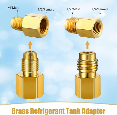 34 Pcs R410a Adapter Kit Mini Split Adapter 45° 90° Refrigerant Hose Adapter, 5/16'' Female 1/4'' Male, 1/2'' to 1/4'' Tank Adapter with Valve Cor...