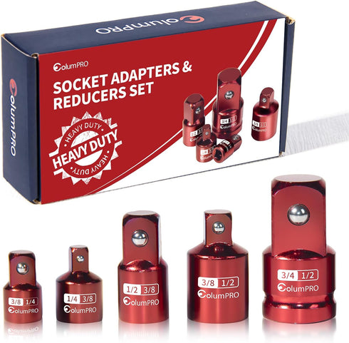 5PCS Impact Socket Adapter Set,Socket Converter&Reducer,1/2 to 3/4,1/2 to 3/8,3/8 to 1/2,3/8 to 1/4,1/4 to 3/8...
