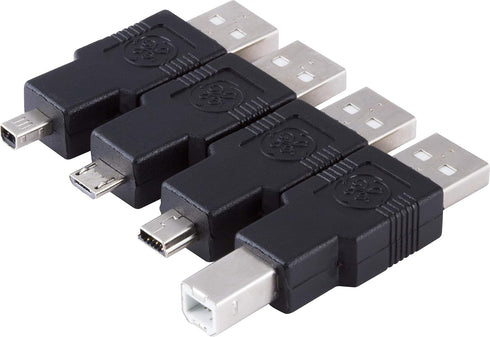 GE Universal USB 2.0 Adapter Kit, 6ft. A Male to A Female Extension Cable, 4 Adapters Included: A Male to B Male, 4 Pin, 5 Pin, A Male to Micro US...