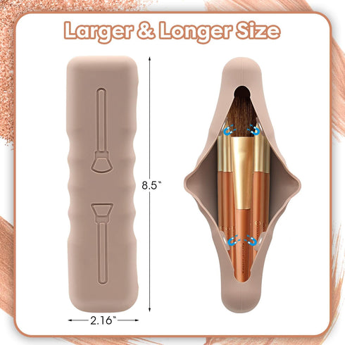3Pack Travel Silicone Makeup Brush Case Bag Soft Cute Portable Cosmetic Brushes Holders,Waterproof Makeup Brushes Organizer for Traveling with Mag...
