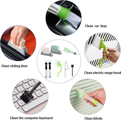 8 Pcs Hand-held Groove Gap Cleaning Tools,Door Window Track Cleaning Tools Groove Corner Crevice Cleaning Brushes for Sliding Door/Tile Lines/Shut...