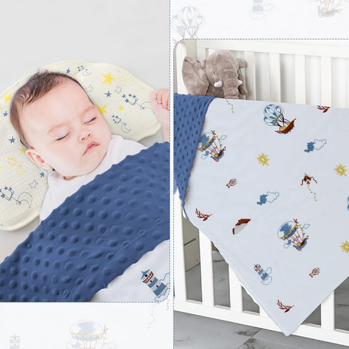Baby Blankets for Unisex Boys Girls, Silky Micro Soft Plush Minky Blankets with Print Animal Pattern and Soothing Dots Double Layer Newborn Bed Th...