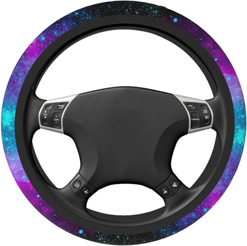 Galaxy Car Steering Wheel Cover 15 Inch for Women Men Purple Anti-Slip Sweat Absorption Universal...