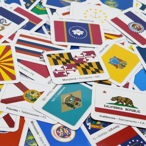 Menique, Memory Matching Game U.S. States Flags, educational card game....