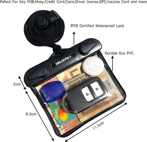 Submersible Waterproof Wallet Surf Dry Car Key FOB Case Bag 2Pack Waterproof Pouch Holder For Key Credit Door Ship Card Cash ID Driver Fishing Hun...