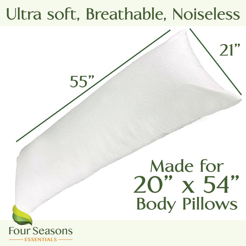 Four Seasons Essentials Body Size Waterproof Pillow Protector (Set of 1) - Natural Viscose derived from Bamboo Pillow Covers - Hypoallergenic Dust...