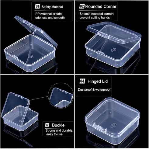 Bead Organizer Box, 30Pcs Small Clear Plastic Bead Storage Containers, 1 Craft Storage Box with Hinged Lid, 42 Labels, Mini Box for Jewelry Making...