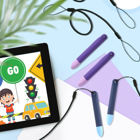 4pcs Kid-Friendly Stylus Pens for Touch Screens, Capacitive Stylus Pens with 4pcs Tethers, Kid Tablet Stylus Pen Children's Crayon Stylus Pen for ...