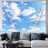 Light Blue Wall Decor Tapestry Blue Sky White Clouds Natural Landscape Tapestries Wall Art Hanging, Summer Sunny Peace Nature Aesthetic Tapestry f...
