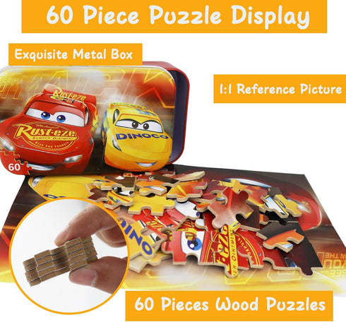 NEILDEN Puzzles for Kids Ages 4-8 Children Jigsaw Puzzles 60 Pieces Puzzles in a Metal Box for Toddler Floor Puzzles for Girls and Boys...