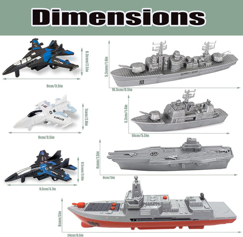 Military Naval Vessel Naval Ship with Launching Cruise Missile and Battle Ship Group, Small Scale Pull Back Fighter Jet, Ideal Gift Army Toys Set ...
