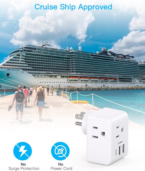 Multi Plug Outlet Extender, Power Strip Non Surge Protector Electric Outlet Splitter with 3 USB Wall Charger (1 USB C), Multiple Outlet Expander f...