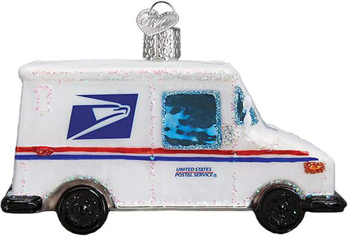 Old World Christmas Ornaments USPS Mail Truck Glass Blown Ornaments for Christmas Tree...