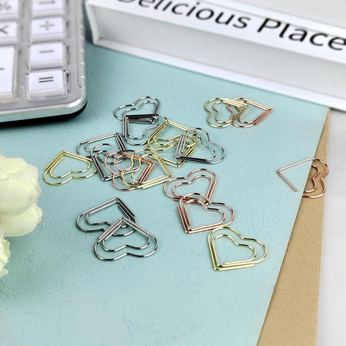 100 Pcs Cute Paper Clips Suitable for Children Ladies Wedding Decoration Document Notes Organization Office Supplies Heart Paper Clips (Silver)...
