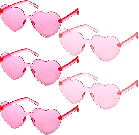 Maxdot 5 Pieces Heart Shaped Rimless Sunglasses Tinted Heart Glasses Eyewear for Wedding Party Women Girls...