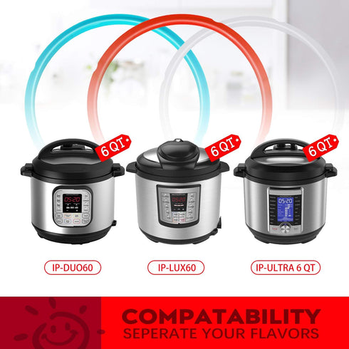 3-Pack 6QT Silicone Sealing Rings with Steam Release Valve - Compatible with Instant Pot Ultra & 6 Quart Models (Duo, Lux, Duo Plus, Ultra, Viva) ...