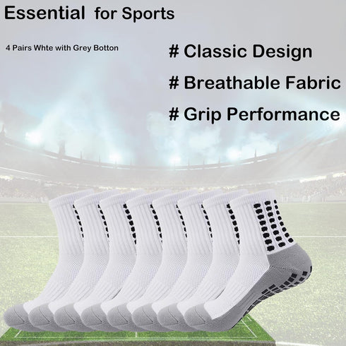 Anti Slip Athletic Grip Socks,Grip Soccer Socks with Grippers,Stretch Athletic Socks for Sports...