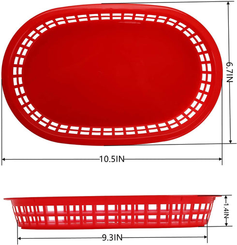 Cedilis 40 Pack Fast Food Baskets, 10.5 x 7 Inch Plastic Baskets, Food Service Tray for Hot Dogs, Burgers, Sandwiches, Fries, Barbecues, Picnics, ...