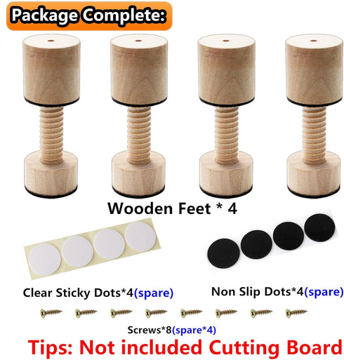 Cutting Board Adjustable Feet, Wood Adjustable Feet for Countertop Cutting Board- Kit to Elevate and Skid-Proof Your Cutting Board (Beige)...