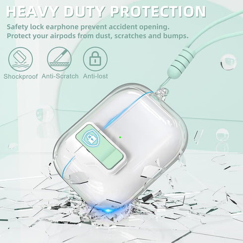 AirPods Pro 2nd/1st Generation Case Cover with Cleaner Kit, Auto Snap Switch Secure Lock Clip Transparent Airpods Pro Case,Compatible with MagSafe...