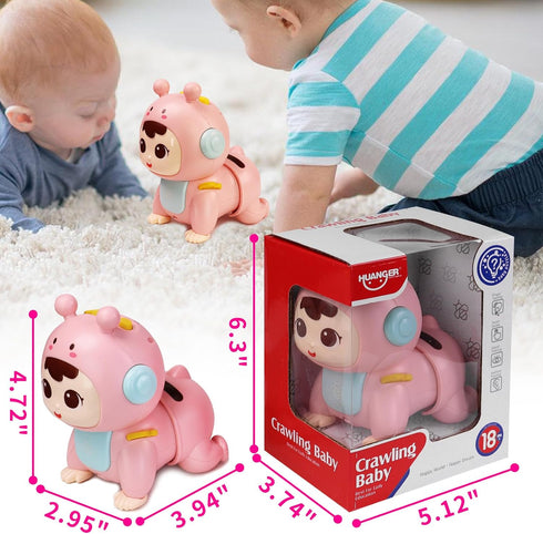 Crawling Baby Toys for 6-12 Months, Fun Tummy Time Toys for Toddler with Music and Light, Interactive Walking Moving SensoryToys for Infant Baby G...