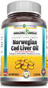 Amazing Omega Norwegian Cod Liver Oil 1250 Mg Softgels Supplement | Omega-3, EPA, DHA, Vitamin A, Vitamin D & Vitamin E (Lemon | 120 Count)...