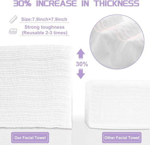Disposable Face Towel 100 Count, Soft Cotton Face Clean Towels, Dry Wipes Facial Cloths Towelettes for Washing and Drying, Lint Free Facial Tissue...