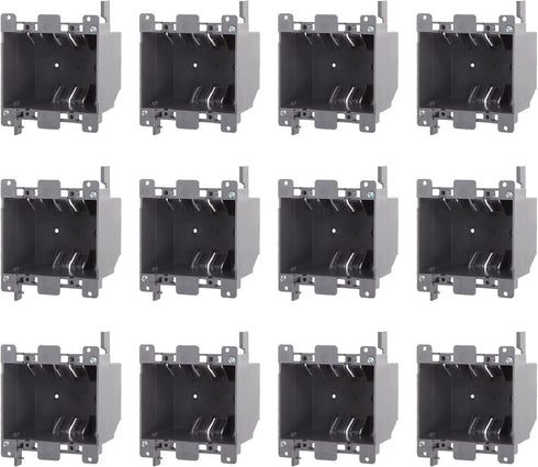 Newhouse Hardware 2-Gang PVC Old Work Electrical Outlet Box (3-Pack) | 25 cu. in. Plastic Junction Box for Switches, GFCI, or Duplex Receptacle Ou...