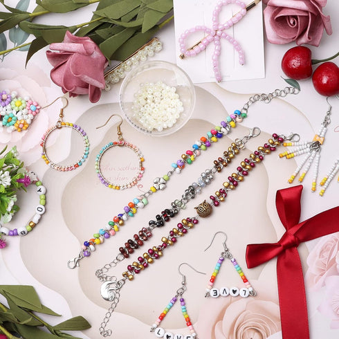 5000pcs Glass Seed Beads Bulk, 3mm 8/0 Craft Small Pony for DIY Projects Bracelets Necklace Jewelry Making - Purple Waist Spacer With Tweezers...