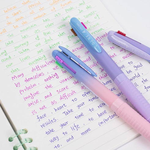 COLNK 4 Colors Ballpoint Pens in 1,Multicolor Ballpoint Pen Assorted Ink Colors,4-in-1 Colored Pens 0.7 Ballpoint for Journaling and Organizing,6 ...