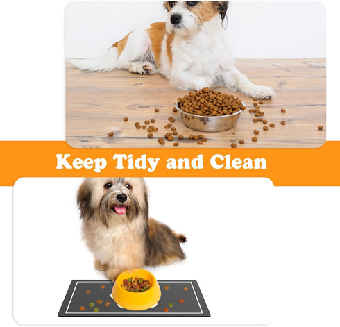 Absorbent Pet Feeding Mat for Dog Bowls, 12'' x 19'' Dog Mat for Food and Water Bowl Easy Clean Dog Food Mat Quick Dry Perfect Size Dog Bowl Mat D...