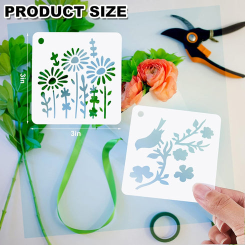 Teling 80 Pcs Flower Stencils Spring Bouquet Painting Stencils Reusable Wildflower Stencil Small Botanical Floral Stencil for Painting on Wood Wal...