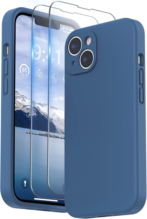 SURPHY Compatible with iPhone 14 Case with Screen Protector (Camera Protection + Soft Microfiber Lining) Liquid Silicone Phone Case 6.1 inch 2022,...