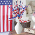 Zerzsy 2pcs Patriotic Berry Picks, Artificial Berry Stems 18" Red Blue Star Floral Picks for Floor Vase Decor, Faux Fur Ball Branches for Home Dec...