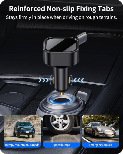 Retractable Car Charger 2-in-1 Fast Charging Type C and Lightning Cable USB C Car Charger Adapter Compatible with iPhone 15/14/13/12 Pro Max, Plus...