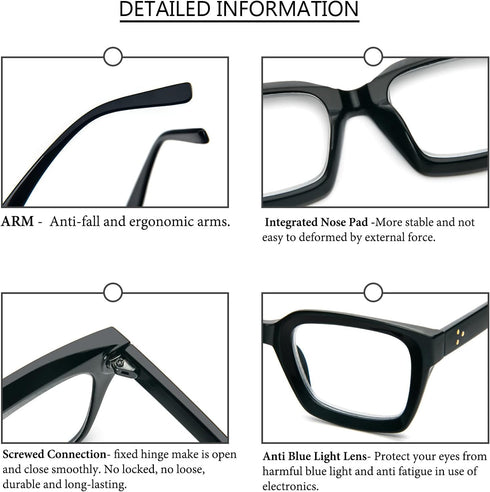 DXYXYO Reading Glasses 2.0 Women Blue Light Blocking Mens Oversized Rectangle Computer Readers 3 Pack Retro Fashion Oprah Style Square...