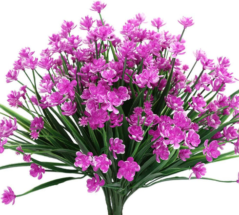 8 Bundles Artificial Flowers, Fake Artificial Greenery UV Resistant No Fade Faux Plastic Plants for Wedding Bridle Bouquet Indoor Outdoor Home Gar...